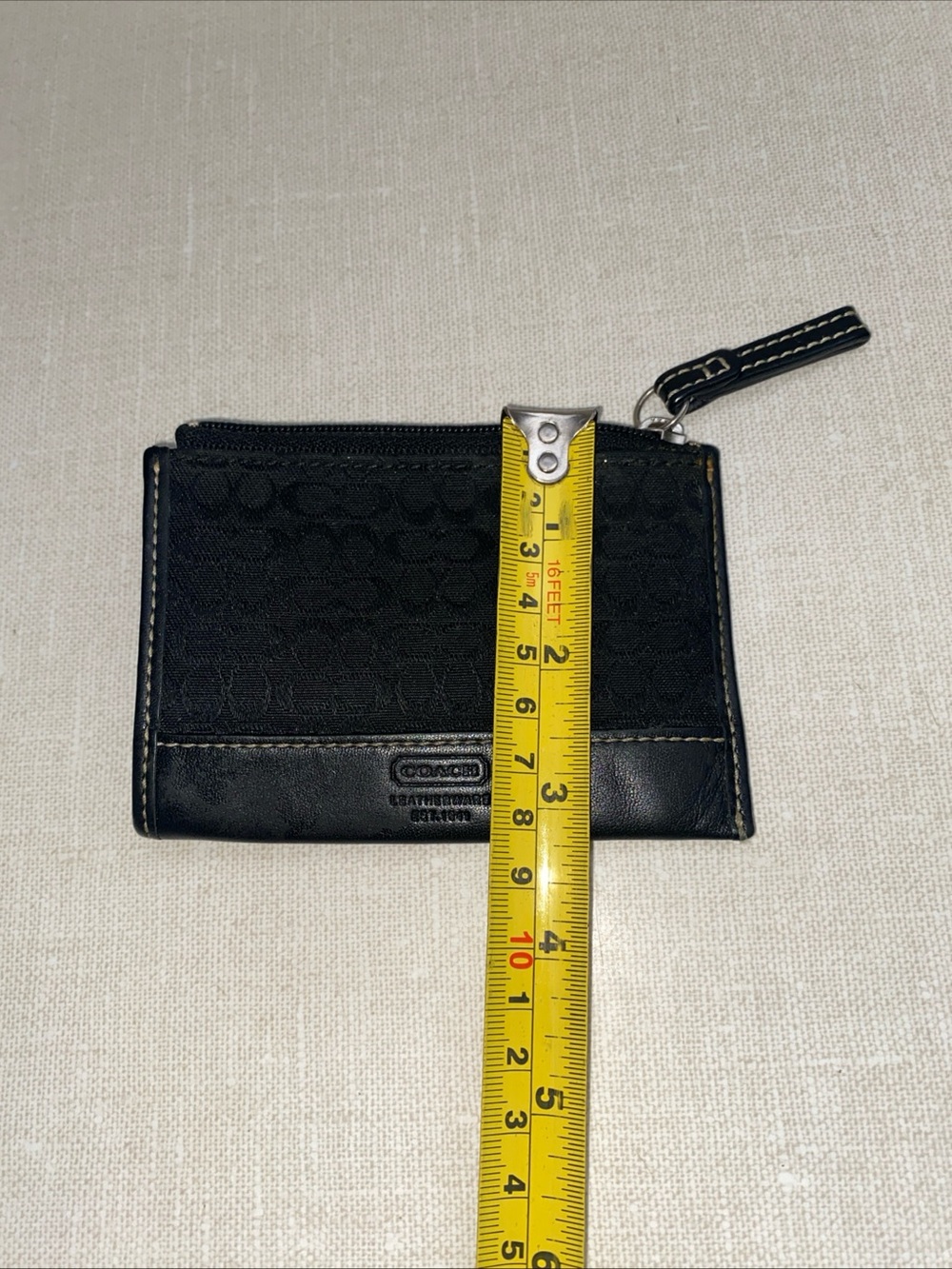 COACH VTG Leatherware  Coin Purse Wallet Black Jacquard Leather Trim - Picture 5 of 15